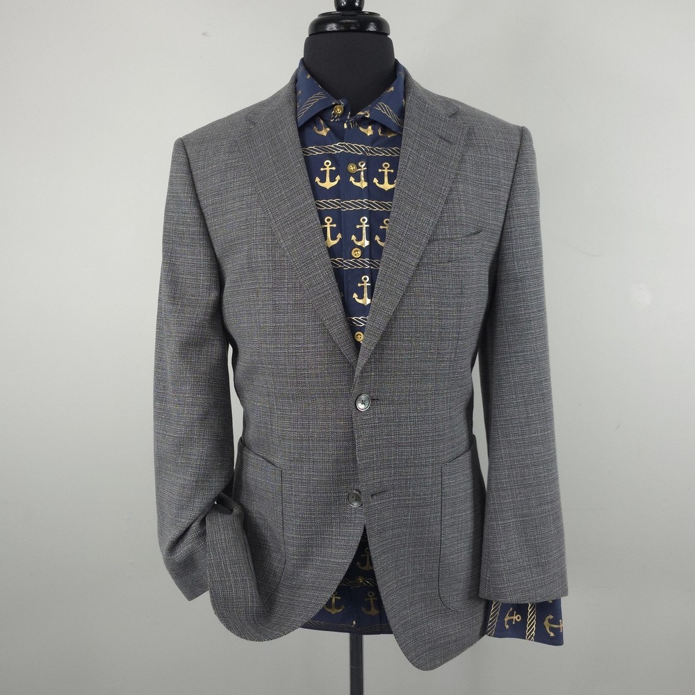 Hugo Boss Blazer Mens 40R Gray Check Wool Janson6 Sport Coat Jacket Regular Fit